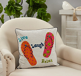 Saro Lifestyle Live, Laugh, Relax Sandals Design Pillow Cover, , rollover