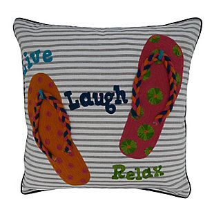 Saro Lifestyle Live, Laugh, Relax Sandals Design Poly-Filled Throw Pillow, , large