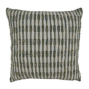Saro Lifestyle Throw Pillow Cover with Woven Line Design, Green, large