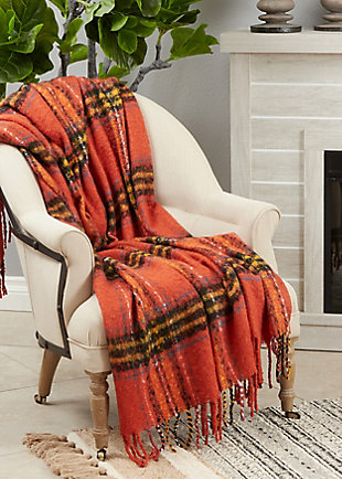 Saro Lifestyle Throw Blanket with Plaid Design, , large