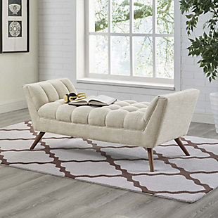 Embrace leisure time with the arty designed Response Collection. Exquisitely crafted with a tufted seat and back, gently sloping arms and adorable design, Response comes well-loved for all the right reasons. Dense foam padding ensures comfort, while the well-orchestrated style will energize your space. Tapered wood legs with non-marketing foot caps finish off this piece of distinction and estimable appeal.Polyester upholstery | Foam padding | Beech wood legs | Plastic foot glides | Assembly required