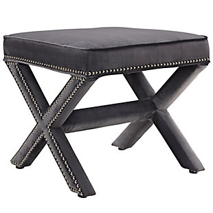 Add charm to your home or apartment decor with the Rivet Bench. Featuring elegant nailhead trim and surrounded by velvety polyester fabric with dense foam padding, Rivet is a perfectly soft and cozy bench for the chic, modern lifestyle.Stain-resistant polyester velvet | Dense foam padding | Nailhead trim | Assembly required