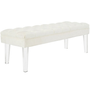 Energize your bed or living room decor with the Valet Performance Velvet Bench. Luxuriously tufted buttons adorn the soft, stain-resistant performance velvet upholstery for an exquisite look of exceptional appeal. Easy on visual space and elegantly chic, Valet comes densely padded in foam with four clear acrylic legs. The perfect addition to the modern home or apartment, instantly transform your room of choice with this exceptional piece.Polyester performance velvet upholstery | Dense foam padding | Clear acrylic legs | Assembly required