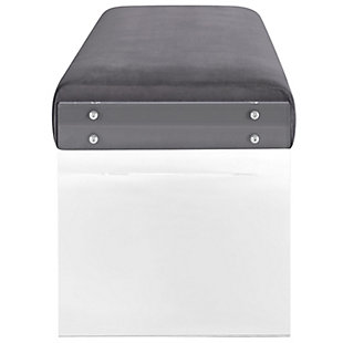 Transcend between two planes with the Roam Performance Velvet Bench. Soft and luxurious, Roam features dense foam padding, stain-resistant performance velvet polyester upholstery and two clear acrylic sheets for an exceptional piece that is pleasing to both the eyes and hands. The perfect accent piece for bed and living rooms, instantly transforming the modern home or apartment with a chic and minimalist look that excites.Polyester performance velvet upholstery | Dense foam padding | Clear acrylic side panels | Assembly required