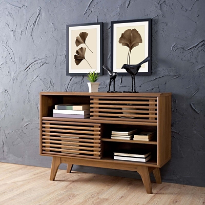 Modway Render 2-Door Display Stand, Walnut