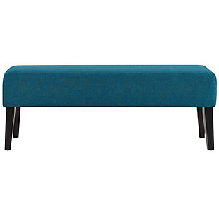Make a statement with the Connect Bench. Finely upholstered in polyester fabric, and densely padded with just the right amount of give, Connect is a comfortable piece supported by black finished wood legs and non-marking foot caps. Perfect for contemporary and modern farmhouse bedroom or living room spaces, update your decor today with this solidly made bench.Upholstered in polyester | Dense foam padding | Black finish wood legs | Non-marking foot caps | Assembly required