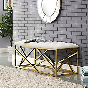 Modway Intersperse Bench, Gold/Ivory, rollover