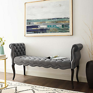 Modway Adelia Chesterfield Bench, Gray, rollover