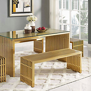 Modway Gridiron Bench, Gold, rollover