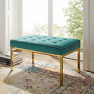 Modway Loft Bench, Gold/Teal, rollover