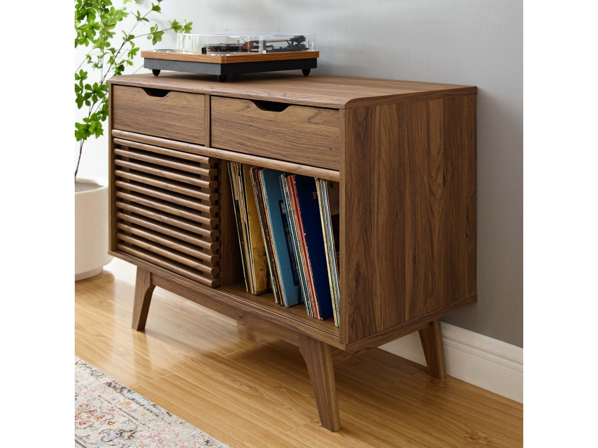 Modway Render 2-Drawer Vinyl Record Display Stand | Ashley