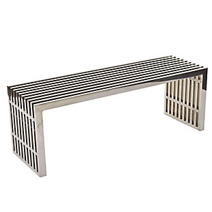 The design of the Gridiron bench artfully blends stainless steel construction with linear design. Modernism used to be about extremes. Wild shapes and patterns that don't dare resemble its predecessors. The Gridiron bench is famous not for its radical shape, but for the strategic transcendence that it provides.Stainless steel construction | Easy to clean
