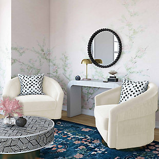 TOV Furniture Flapper Cream Swivel Chair, Cream, rollover