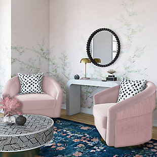 TOV Furniture Flapper Blush Swivel Chair, Blush, rollover