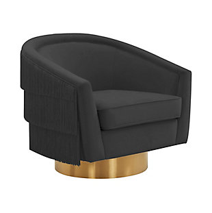 TOV Furniture Flapper Black Swivel Chair, Black, large
