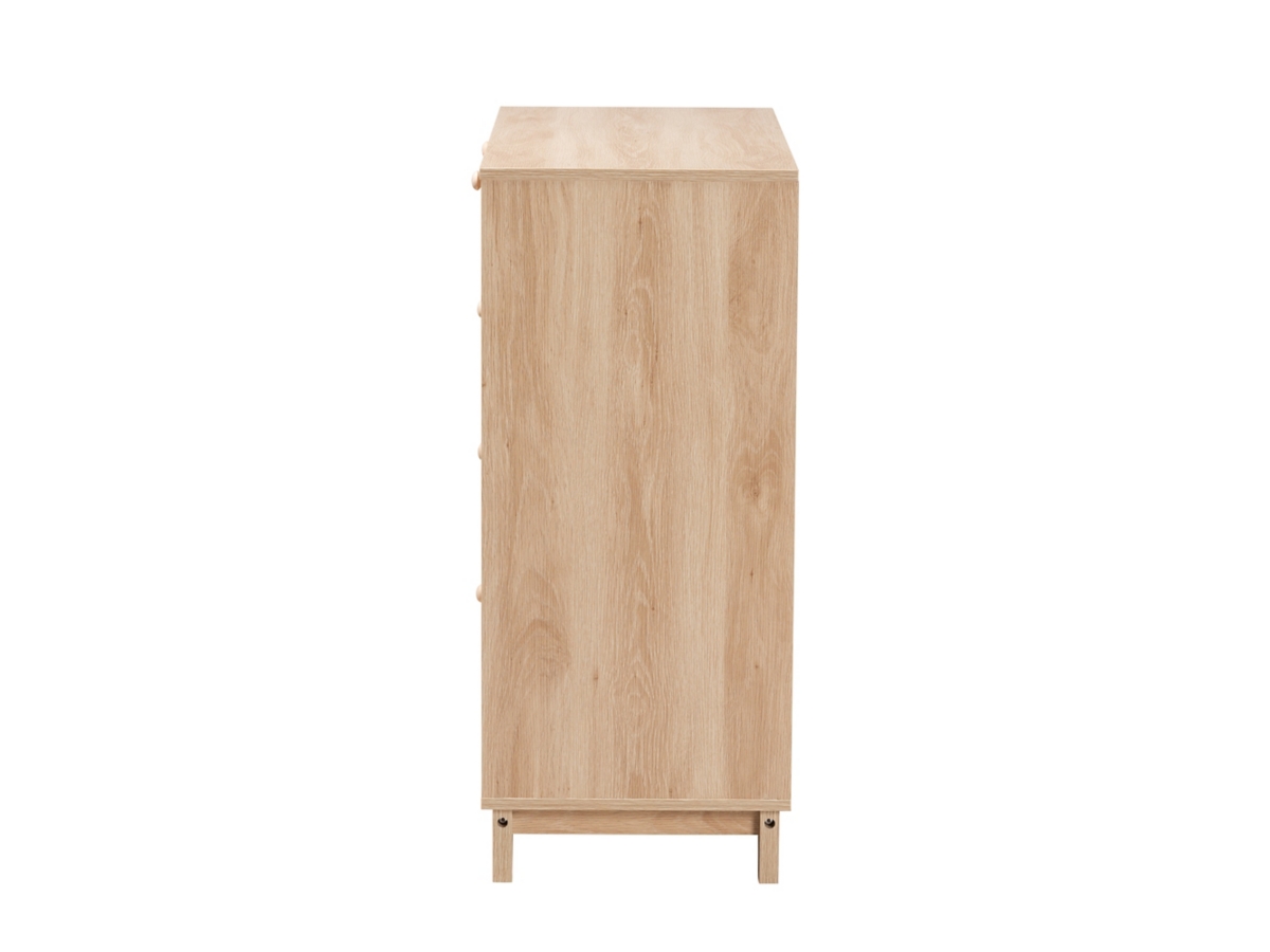 Baxton Studio Elsbeth Natural Rattan 5 Drawer Storage Cabinet