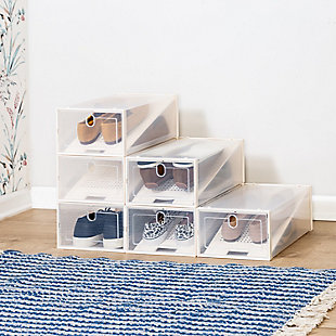 Honey-Can-Do Stackable Clear Plastic Shoe Box Storage (Set of 6), , rollover