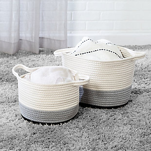 Honey-Can-Do Nesting Cotton Rope Storage Baskets (Set of 2), Black, rollover