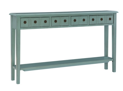Linon Emily 4 Drawer Console Table, Teal, large