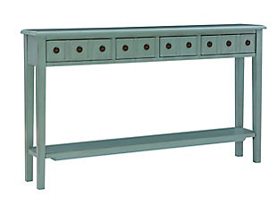 Powell Emily 4-Drawer Console Table, Teal, large