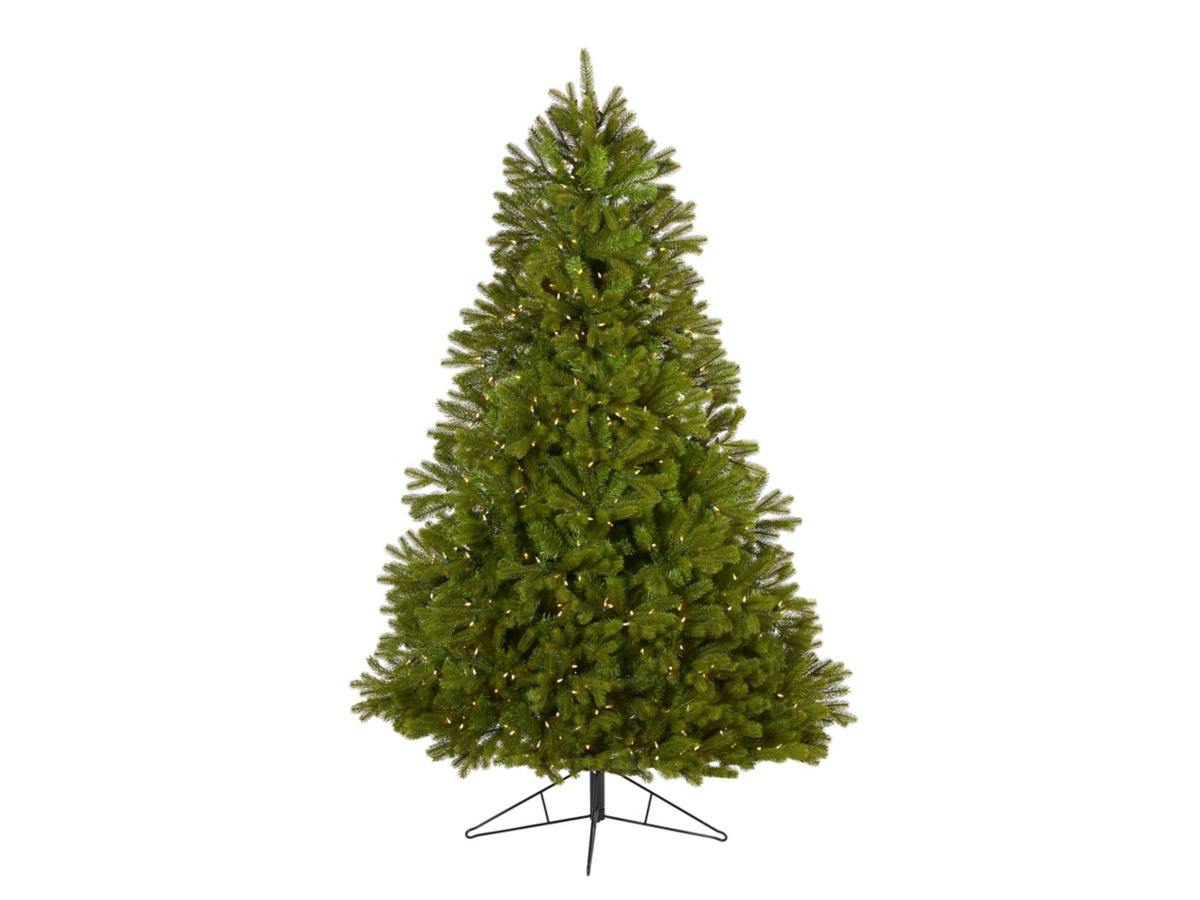 Nearly Natural 7' Cambridge Spruce Flat Back Artificial Christmas