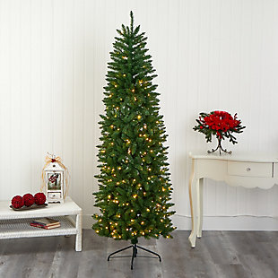 Nearly Natural 6.5' Slim Green Mountain Pine Artificial Christmas Tree with 300 Clear LED Lights, , rollover