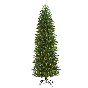 Nearly Natural 6.5' Slim Green Mountain Pine Artificial Christmas Tree with 300 Clear LED Lights, , large