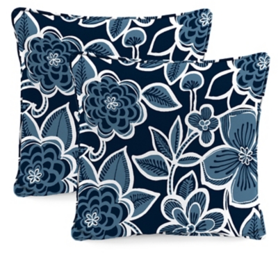 Jordan Manufacturing Outdoor 20 Accessory Throw Pillows with Welt, Set of 2 in Halsey Navy