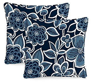 Jordan Manufacturing Outdoor 20" Accessory Throw Pillows with Welt, Set of 2 in Halsey Navy, Halsey Navy, large