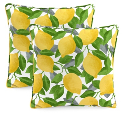 Jordan Manufacturing Outdoor 20" Accessory Throw Pillows with Welt, Set of 2 in Citrus Lemon, Citrus Lemon, large