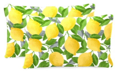 Jordan Manufacturing Outdoor 20x13 Lumbar Accessory Throw Pillows with Welt, Set of 2 in Citrus Lemon
