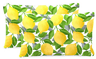 Jordan Manufacturing Outdoor 20"x13" Lumbar Accessory Throw Pillows with Welt, Set of 2 in Citrus Lemon, Citrus Lemon, large