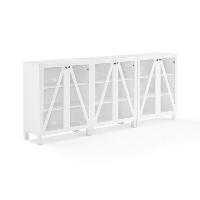 Crosley Furniture Cassai Media Sideboard Cabinet Set of 3, White, large