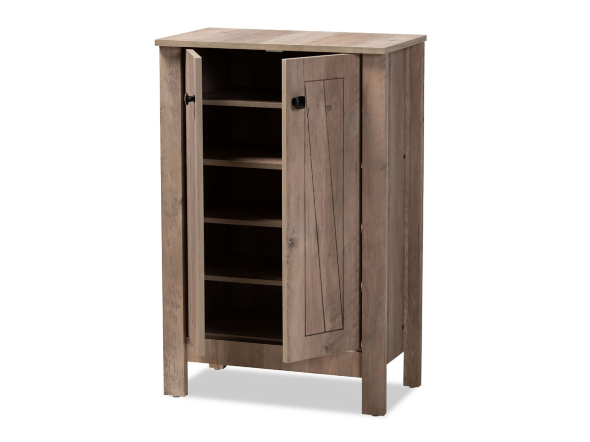 Baxton Studio Derek Wood 2 Door Shoe Cabinet Ashley