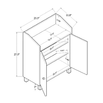 Baxton Studio Rossin 2-Door Shoe Cabinet with Top Shelf | Ashley