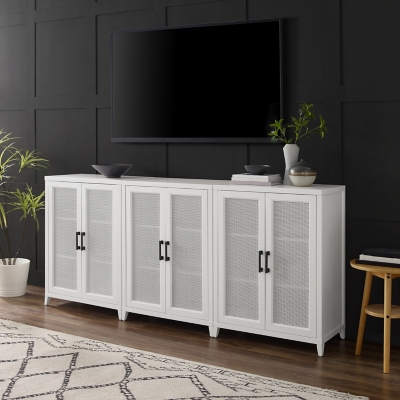 Crosley Furniture Milo Media Sideboard Cabinet Set of 3, White