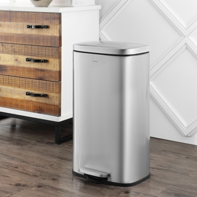 Trinity EcoStorage 25 gal. Sliding Trash Can Chrome, Black