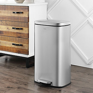 happimess Curtis 8 Gallon Step-Open Trash Can, Chrome, large