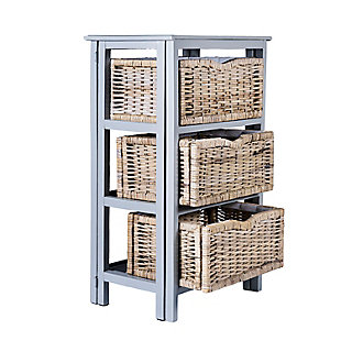 happimess Rustic 3-Basket Storage Chest, Gray, rollover