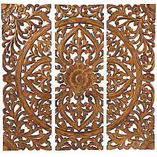 Bayberry Lane Set of 3 Brown Wood Traditional Wall Decor, 36" x 36", , large