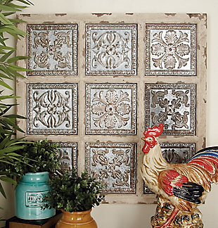 Bayberry Lane White Metal Rustic Floral Wall Decor, 31" x 31", , rollover