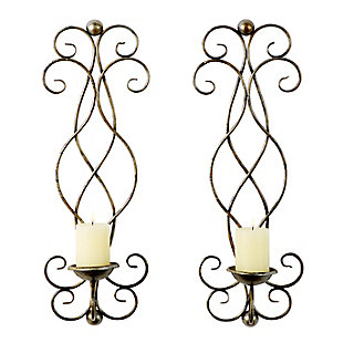 Bayberry Lane Set of 2 Bronze Metal Traditional Wall Sconce, 25" x 8", , large