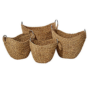 Bayberry Lane Sea Grass Contemporary Storage Basket, 14", 16", 19", 21" (Set of 4), , large