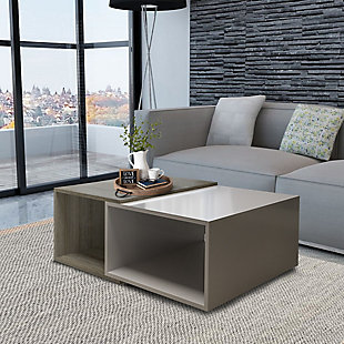 The Urban Port 35" Wooden Coffee Table with Open Compartments, , rollover