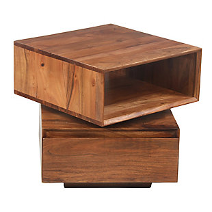 The Urban Port 18" Wooden Side Table with Rotatable Cubby, , large