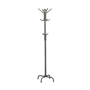 Monarch Specialties Transitional Free Standing 12 Hooks Coat Rack, Silver, large