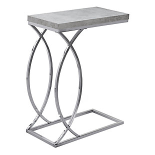 Monarch Specialties Modern Rectangular C-Shape Accent Table, Light Gray, large