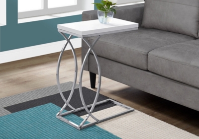 Monarch Specialties Modern Rectangular C-Shape Accent Table, White