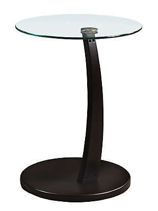 Monarch Specialties Contemporary Round Top C-Shape Accent Table, Espresso, large