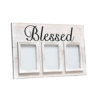 Elegant Designs 3 Photo Collage Frame 4x6 Picture Frame, White Wash "Blessed", , large